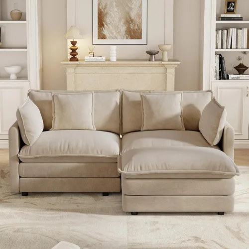 Vista 42 de Sofá modular de felpilla de 111.4 pulgadas, moderno juego de sofá de 3 asientos con asiento profundo, cómodo sofá nube con cojín de espuma doble