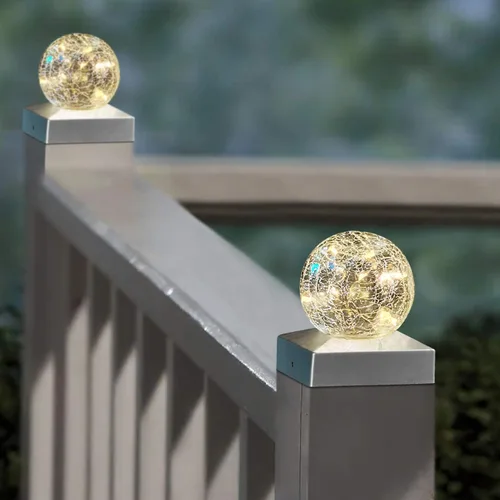 Vista 4 de SUNNYPARK Luces solares para postes – Luz para poste al aire libre para valla o decoración de patio, jardín, tapas alimentadas por energía solar