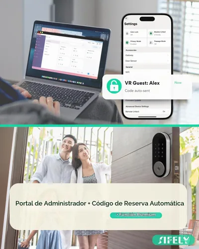 Vista 8 de Cerradura de puerta inteligente WiFi integrada con teclado, entrada sin llave, control de aplicación, bloqueo automático, más de 150 códigos, ideal