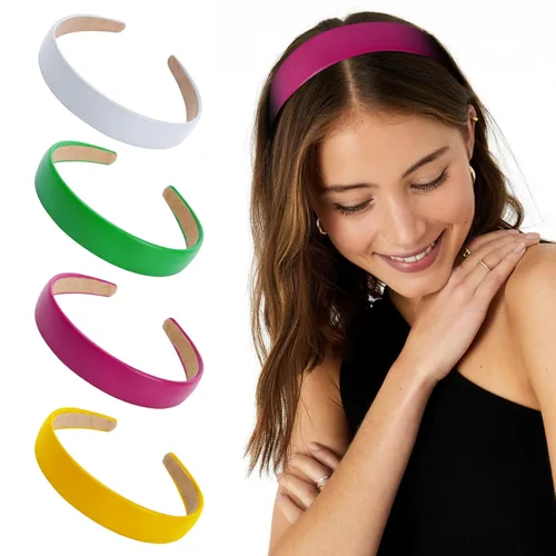 Vista 11 de WOVOWOVO Diademas de cuero para mujer, 1 pulgada, antideslizantes, suaves, de poliuretano, para mujer, de moda, lindas diademas de belleza