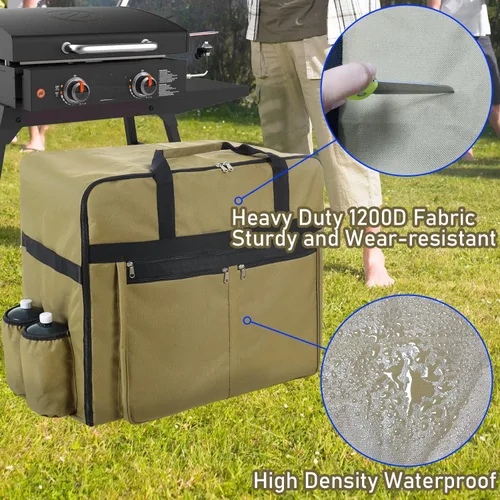 Vista 4 de EUTRKei Funda para parrilla Blackstone de 22 pulgadas, accesorios para bolsa de transporte de parrilla de 17 pulgadas, acomodada con capucha