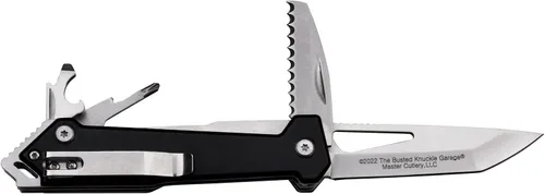 Vista 3 de Busted Knuckle Garage - Cuchillo plegable manual y multiherramienta - Hoja de acero inoxidable y hoja de sierra, mango de aluminio