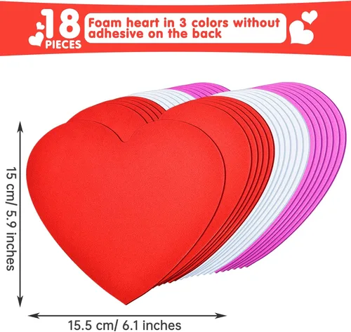 Vista 2 de Zonon Kit de 378 piezas de manualidades para el día de San Valentín, calcomanías de corazón de San Valentín, corazones de espuma autoadhesivos