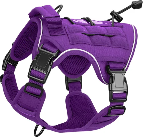 Vista 47 de Arnés táctico para perros grandes, chaleco reflectante ajustable sin tirones con sistema Molle, control de grado militar K9 para entrenamiento