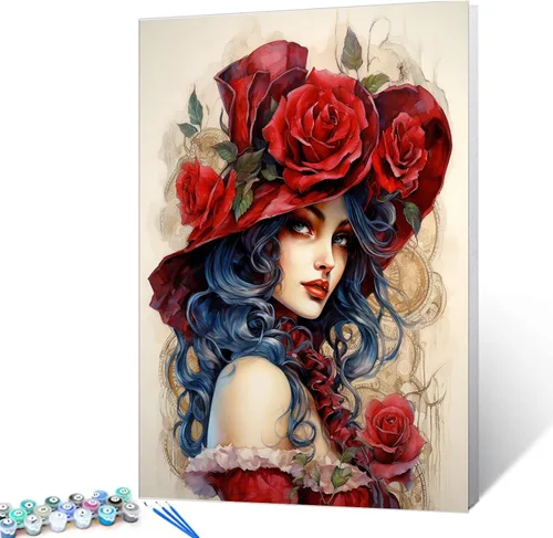 Vista 10 de Kit de pintura por números, lienzo de 16 x 20 pulgadas, pintura al óleo para niños, estudiantes, adultos principiantes con pinceles, pigmento