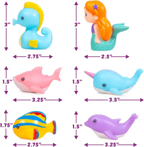 Vista 9 de Tub Works® Mermaid Lagoon™ Light Up Bath Toys, 6 Pack Water-Activated Light Up Toys Flash & Change Color Easy-Grip Baby Girl & Toddler Bath Toys