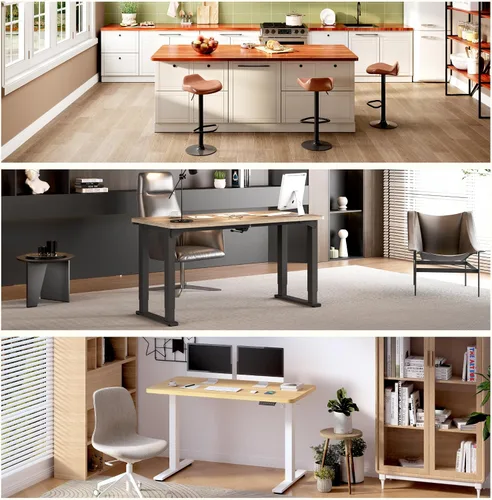 Vista 3 de FLEXISPOT Mesa de Escritorio de una pieza de 102 x 61 cm, escritorio de altura ajustable de 1 pulgada, mesa rectangular de escritorio de 42 cm, Negro