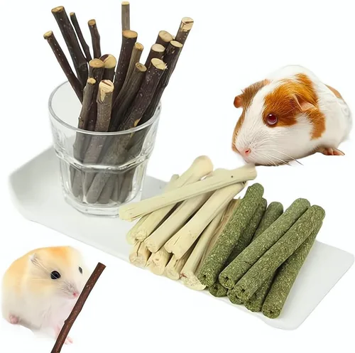 Vista 10 de Juguetes de conejo, 30 unidades, 3 sabores para rechinar dientes, juguetes masticables para hámsters, cobayas, chinchillas 30Pcs