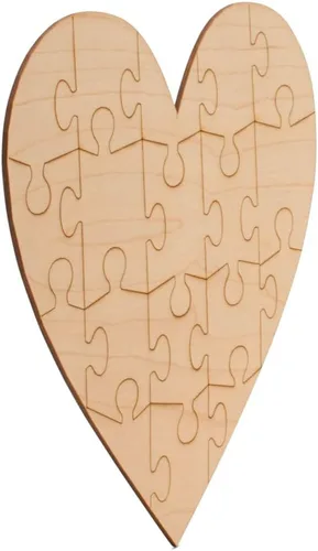Vista 4 de Rompecabezas en blanco con recortes de madera de corazón de 20 pulgadas, 1/8 de pulgada de grosor, paquete de 1 corazón de madera para manualidades