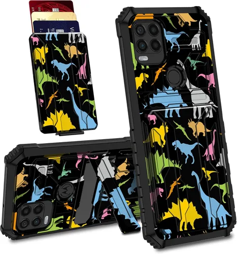 Vista 11 de Funda para Motorola Moto G Stylus 5G con ranura desmontable para tarjetero, soporte de doble capa, resistente a prueba de golpes, funda oculta