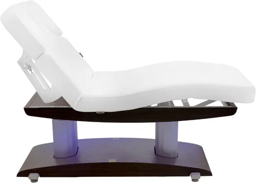 Vista 3 de SKINACT Bale - Mesa de tratamiento de masaje facial eléctrico con 5 motores, iluminación LED, tapicería de PU y base de madera (blanco)