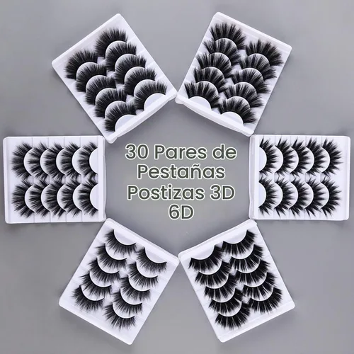 Vista 3 de AROIC Kit de 30 Pares de Pestañas Postizas - Pestañas Voluminosas 3D 6D Wispy con 6 Estilos, Aspecto Natural Suave y Ligero, Pestañas Esponjosas