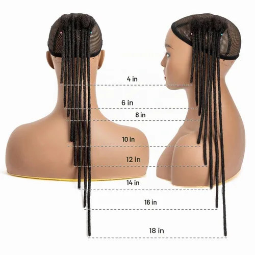 Vista 8 de DAIXI 0.2cm y 0.4cm y 0.6cm y 0.8cm de grosor 4-18 pulgadas 10 hebras extensiones de rastas de cabello humano 100% real para hombres/mujeres