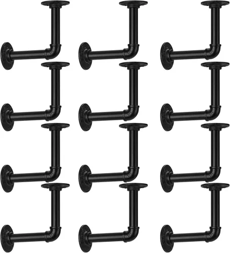 Vista 16 de Soporte de estante de tubo de 1/2 pulgada, soporte de estante flotante montado en la pared, soporte de metal colgante de pared punk de vapor