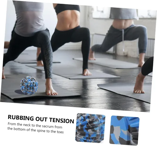 Vista 8 de Bola de masaje de pies de rayas de camuflaje EVA masajeador muscular para alivio de la fascitis plantar, herramienta de entrenamiento de fitness