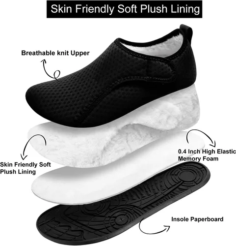 Vista 4 de L-RUN - Pantuflas de casa para mujeres y hombres, para interiores y exteriores, zapatos para el hogar, pantuflas cálidas y antideslizantes