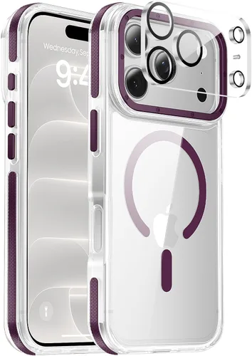 Vista 112 de Funda para iPhone 17 Pro Max con protector de lente de cámara [protección de grado militar de 10 pies] compatible con MagSafe a prueba de golpes