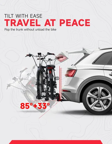 Vista 5 de Young - Portabicicletas para 2 bicicletas, plataforma para montaje en autos, camiones y minivans, compatible con bicicletas con ruedas de hasta 5