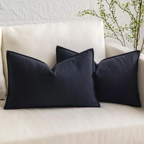 Vista 24 de MIULEE - Paquete de 2 fundas de cojín decorativas de lino, estilo bohemio y moderno, suaves, acento euro, para cama, neutral, fundas de cojín