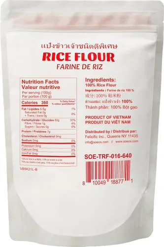 Vista 2 de Soeos Harina de arroz de 16 onzas (básica), paquete de 1, harina de arroz