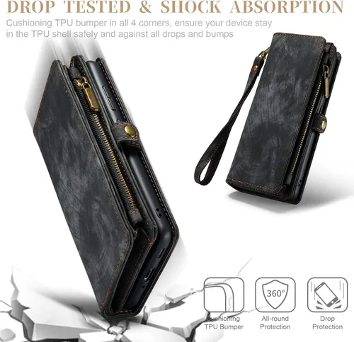 Vista 7 de Asuwish Funda de teléfono para Samsung Galaxy A54 5G con cremallera, funda desmontable con protector de pantalla de vidrio templado y tarjetero