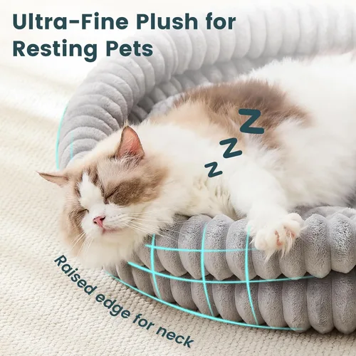 Vista 3 de Cama para gatos, bonita cama para gatos de interior y perros Gris
