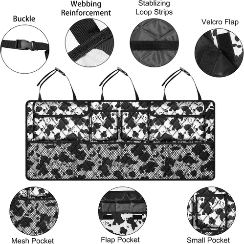 Vista 4 de Organizador de maletero Femuar, organizador de cajuela de gran capacidad (106,7*45,7 cm), bolsa de almacenamiento plegable para el coche con 8