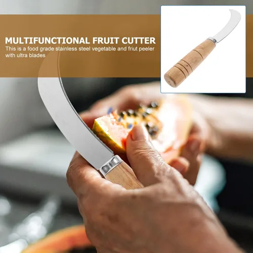 Vista 5 de Abaodam Cuchillo de piña curvado cortador de frutas de acero inoxidable mini cuchillo de hoz para cocina hogar restaurante uso