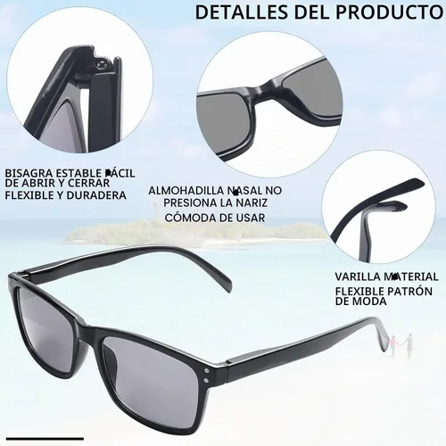 Vista 3 de Paquete de 3 lentes de sol progresivos de lectura multienfoque para mujeres y hombres, protección UV, multifocales, lentes de lectura solar