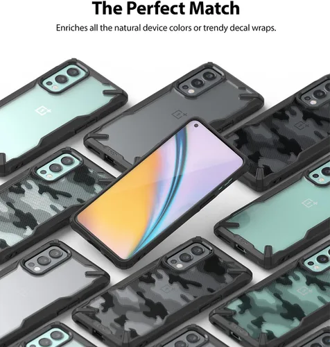 Vista 8 de Ringke Fusion-X - Funda compatible con OnePlus Nord 2 5G, parte trasera de policarbonato duro transparente, a prueba de golpes, resistente, marco