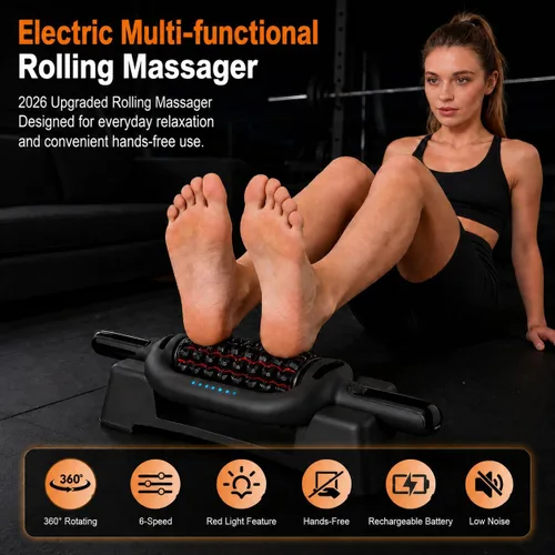 Vista 6 de Masajeador eléctrico con luz roja, masajeador de drenaje linfático para linfedema y lipedema, barra de recuperación muscular y rodillo de masaje