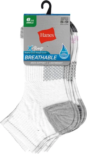 Vista 5 de Hanes - Calcetines para mujer, ligeros y transpirables, No Show y Super No Show, paquete de 6 Surtido en blanco y negro