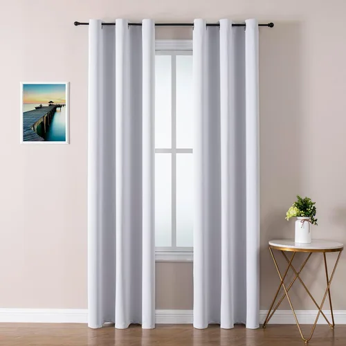 Vista 166 de ChrisDowa - Cortinas cortas para ventana de 40 pulgadas para dormitorio - Cortinas cortas con ojales y aislamiento térmico para oscurecer