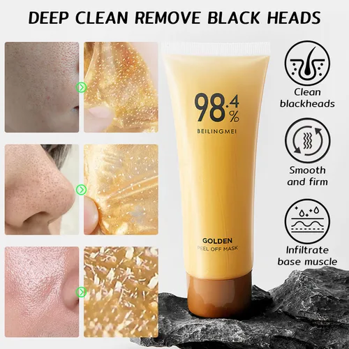 Vista 2 de Rednow Máscara de lámina dorada, antiarrugas, 98.4 % de oro, máscara facial dorada antienvejecimiento para hidratar, elimina puntos negros, reduce