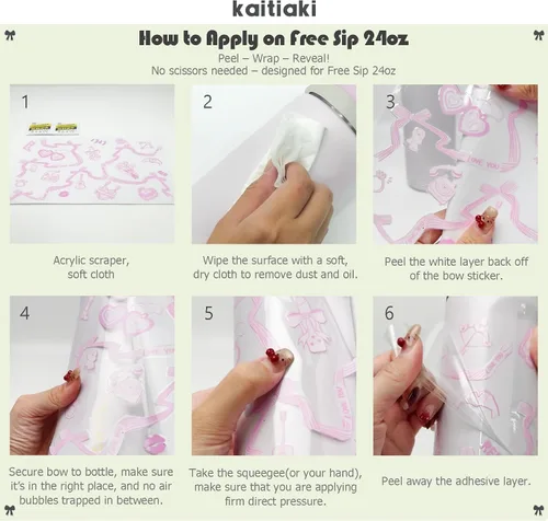 Vista 13 de Swiftie-Inspired - Adhesivo estético de transferencia UV rosa para Owala FreeSip 24 onzas, calcomanía para botella bonita y elegante inspirada