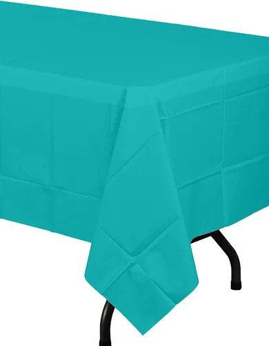 Vista 3 de Party Solids Mantel de mesa premium color azul aguamarina, 12