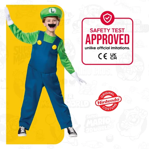 Vista 6 de Disguise Nintendo Luigi Deluxe - Disfraz para niño color verde talla S 4-6