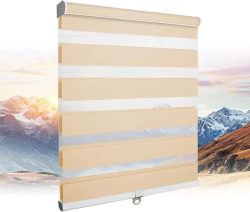Vista 3 de Persianas de cebra sin cordones para ventanas, persianas personalizadas de doble capa con cenefa, persianas de día y noche para el hogar, puertas