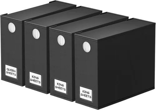 Vista 25 de SpaceAid Paquete de 2 Organizadores y Almacenamiento de Sábanas, Organizador de Sábanas Plegable para Armario de Ropa Blanca, Carpeta Guardadora