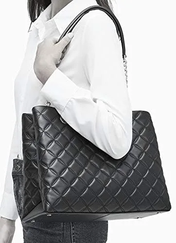 Vista 4 de Kate Spade Natalia - Bolso de mano grande de cuero para mujer (negro), Negro