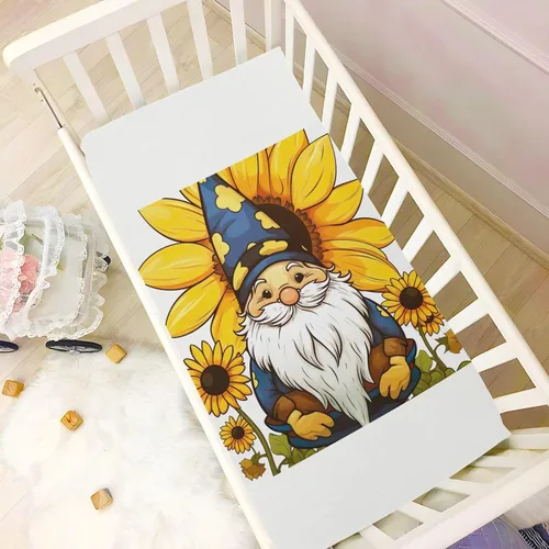Vista 6 de Fitted Crib Sheets Gnome Sunflower Mini Crib Sheets for Boy & Girl Toddler Mattress Sheets Playard Sheet 21216284
