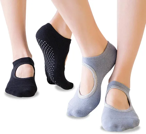 Vista 3 de Koccido 6 pares de calcetines de yoga antideslizantes para mujer calcetines antideslizantes para pilates barra baile yoga con empuñaduras calcetines