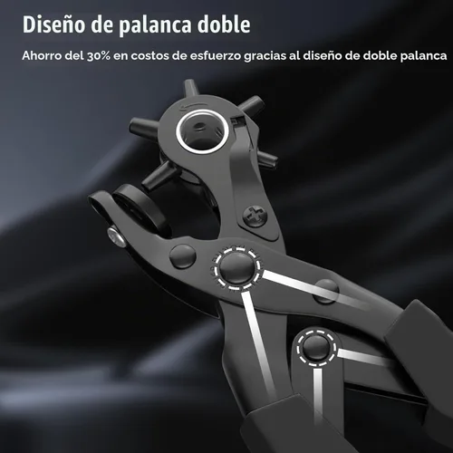 Vista 3 de Diyife® Perforadora de cuero, perforadora para cinturón resistente, kit de alicates giratorios con aguja de molienda extra, placas de perforación