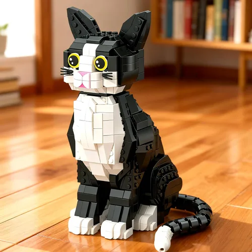 Vista 2 de Esmoquin Cat Animal Mini bloques de construcción no compatibles con gatos
