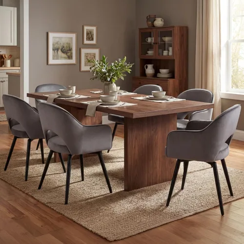 Vista 14 de HEAH-YO Juego de 2 sillas decorativas giratorias modernas, sillas de comedor de piel sintética con reposabrazos y patas de metal negro, sillas