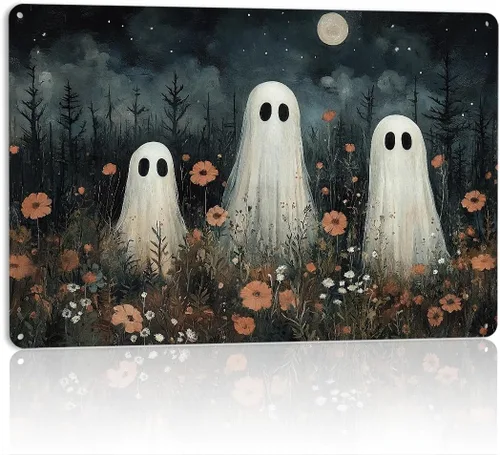 Vista 12 de Decoración de pared de fantasma de Halloween, decoración de fiesta de Halloween para interiores y exteriores, decoración espeluznante para el hogar