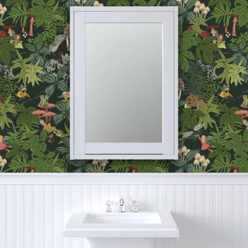 Vista 9 de Spoonflower Muestra de papel tapiz extraíble - Bosque de hadas del bosque extra grande rosa naturaleza niños caprichoso bebé personalizado