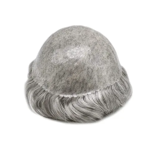 Vista 337 de Toupee para hombre 100% cabello humano real tupé para hombres 0.004 in piel de poliuretano para hombre, sistema de reemplazo de piezas de pelo