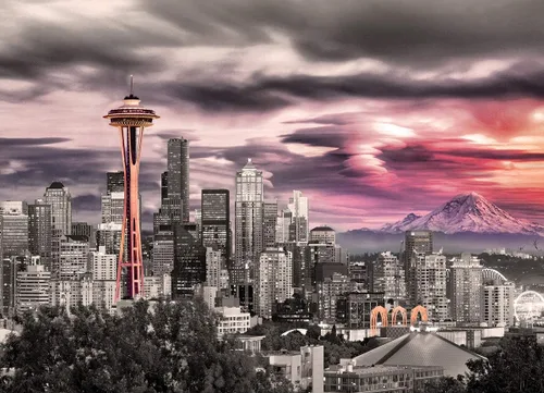 Vista 2 de EuroGraphics Vista de la ciudad de Seattle - Rompecabezas (100 piezas)