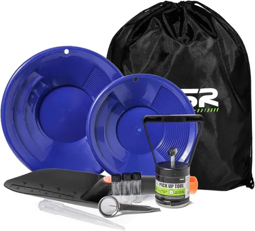 Vista 9 de ASR Outdoor Kit De Pan De Oro Herramientas De Prospección De Fiebre De Oro Accesorios 10pc - Negro
